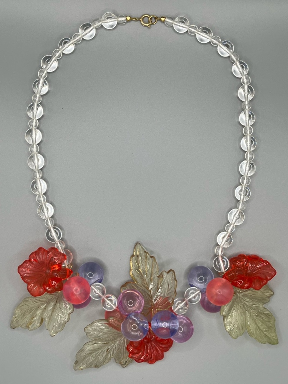 Vintage 22 Inch Lucite Fruit Salad Necklace